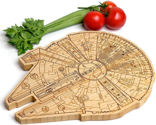 Straga USA-Made Millennium Falcon Cutting Board – Handcrafted Bamboo Charcuterie & Cutting Board – Great Gift for Christmas, Weddings, Father's Day & Birthdays – Eco-Friendly Bamboo