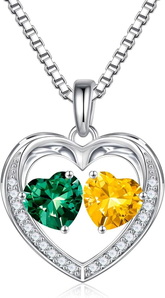 Iefil Birthstone Jewelry for Women - 925 Sterling Silver Birthstone Necklace, Anniversary Birthday Gifts for Women, Jewelry Gifts for Her Wife Mom Daughter