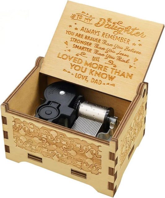 Daughter Gifts from Dad, Wooden Music Box, Dad to Daughter Gifts, Suitable for Birthday/Christmas/Keepsake
