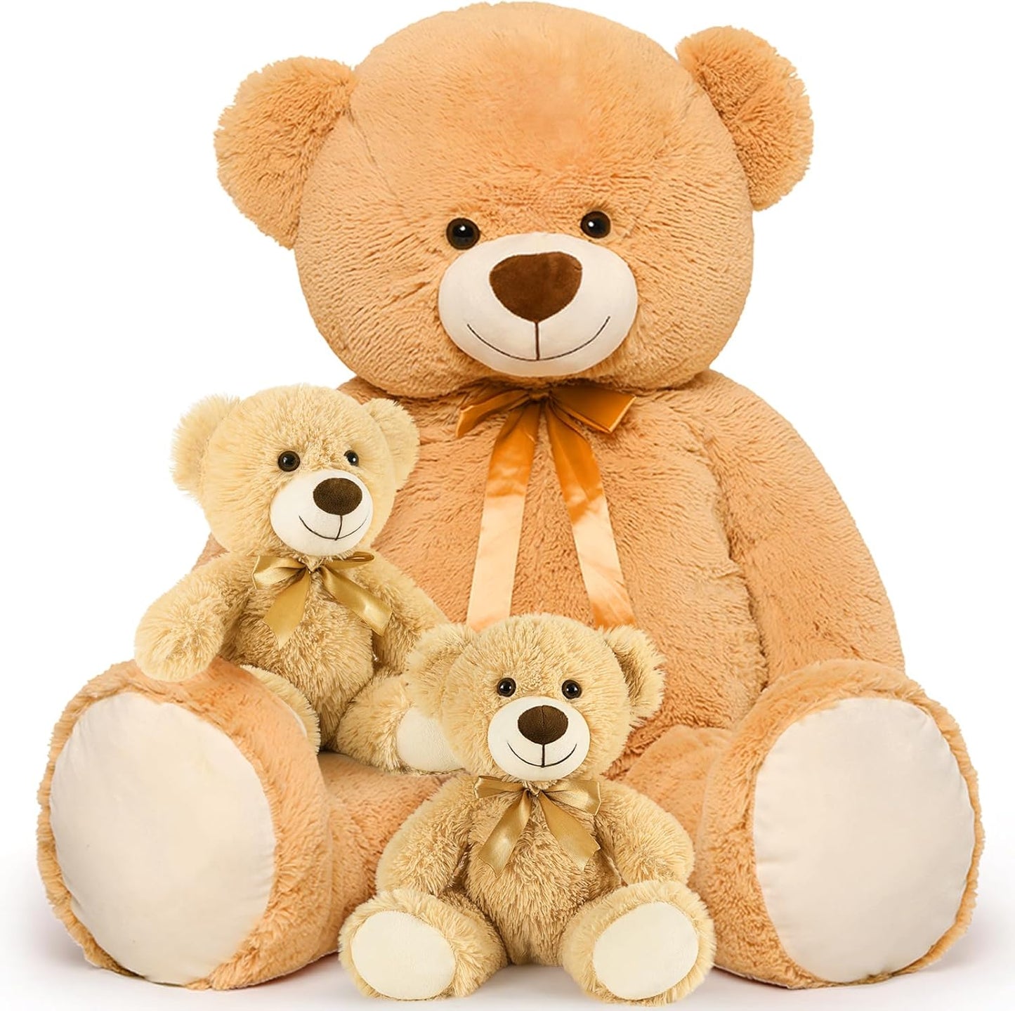 MorisMos 39" Giant Teddy Bears with Babies, Large Mom and 2 Baby Bears for Baby Shower, Big Stuffed Plush for Kids, Brown