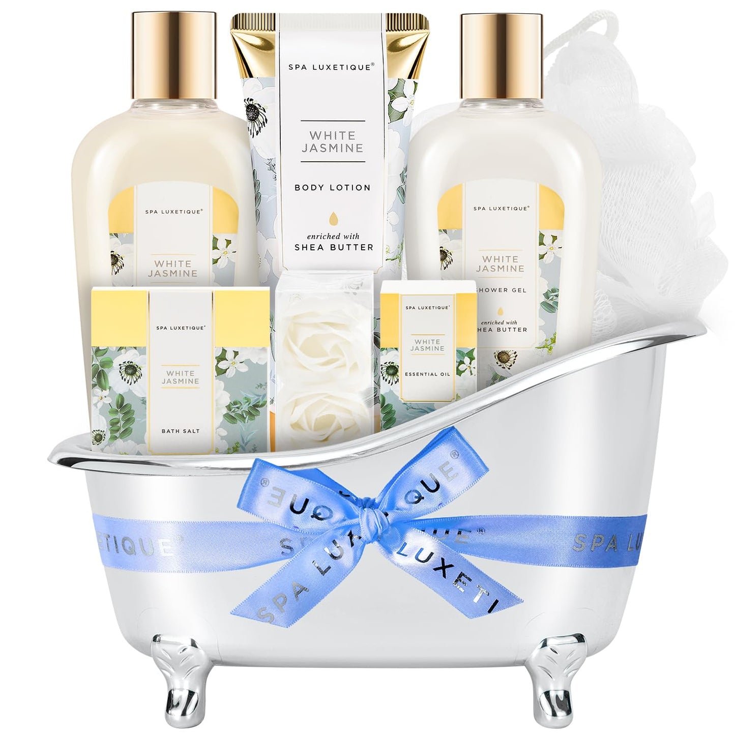 Spa Gifts for Women Jasmine 8 Pcs Spa Luxetique Gift Baskets with Hand Cream Spa Gifts for Women Bath and Body Christmas Gifts