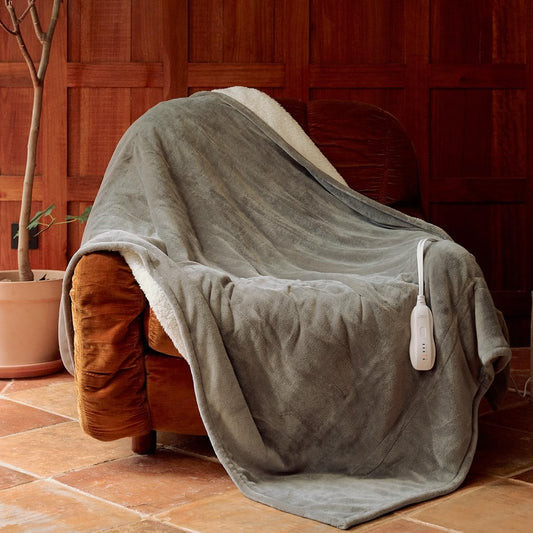 Heated Blanket Throw 50"x60" - Machine Washable Electric Throw Blanket Office Heated Throw Blanket with ETL & FCC Certification 5 Heating Levels 3 Hour Auto-Off Overheat Protection (Grey)