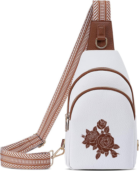 Crossbody Bag for Women Leather Sling Bags with Initial Letter Fanny Pack Chest Bag for Travel, Gift for Mom Wife