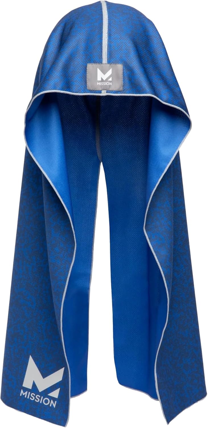 MISSION Cooling Hoodie Towel- Hood Towel, Evaporative Cool Technology, Cools Instantly When Wet, UPF 50 Sun Protection, Contours Your Head to Stay in Place, Great for Sports, Fitness, Gym