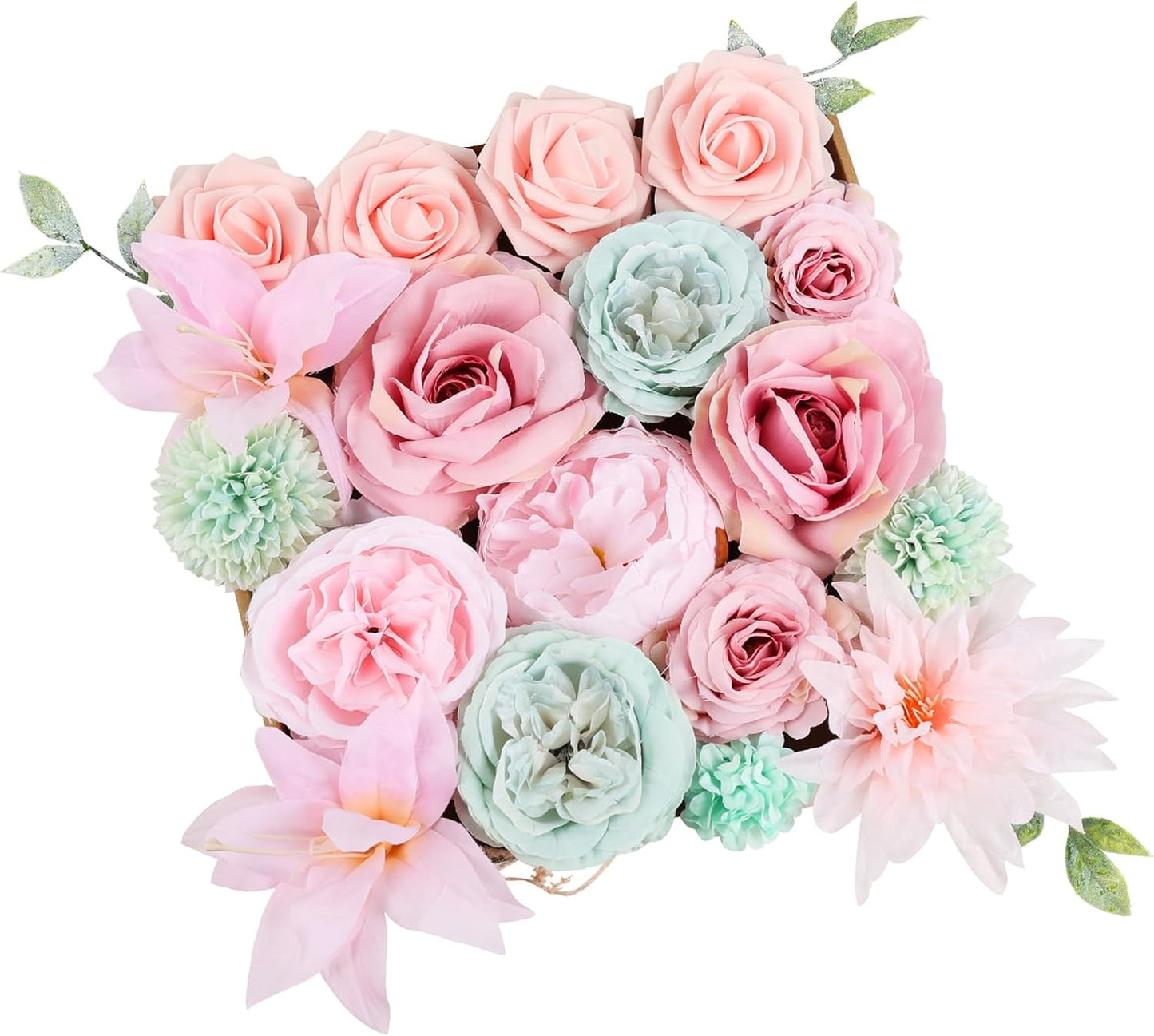 DEEMEI Artificial Flowers Combo Box Set Pink Rose Silk Mix Peony Flowers with Stems for DIY Bridal Wedding Bouquets Centerpieces Baby Shower Party Home Decorations