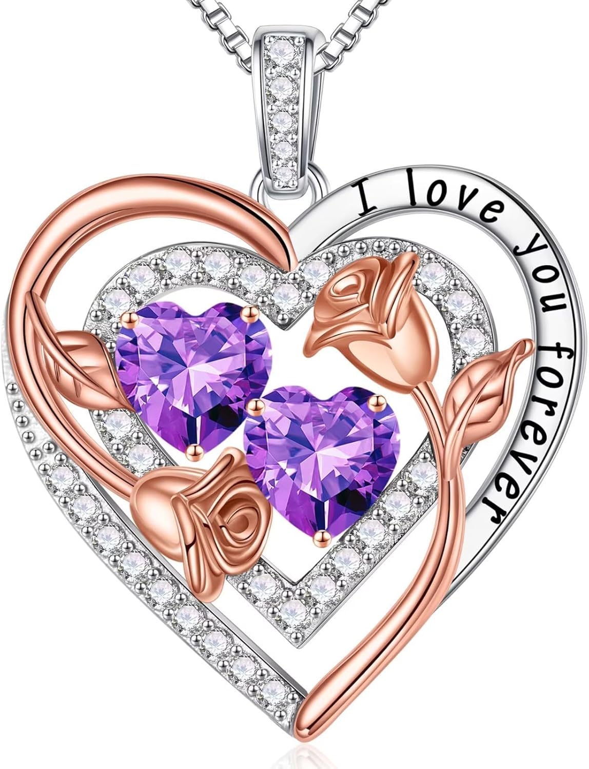 Iefil Birthstone Necklace for Women - Sterling Silver Birthstone Necklace Anniversary Birthday Gifts for Her Wife Mom Daughter