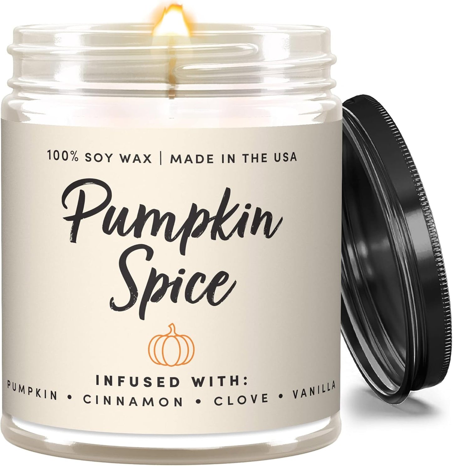 Wax & Wit Pumpkin Spice Fall Candles for Home Scented – Vanilla, Pumpkin, Cinnamon, Clove – Perfect Home Décor Gifts for Autumn, Holiday, Christmas, Winter - 9oz, Soy Wax, 50 Hour Burn