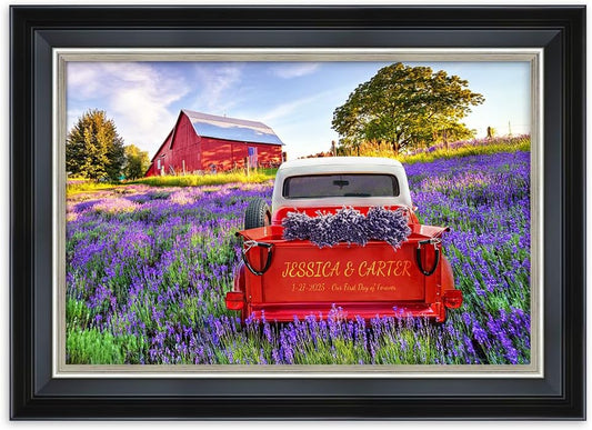 IPIC - Timeless Love Through the Seasons, Spring, Personalized Framed Wall Art with Names, Romantic Gift for the Partner, Custom Artwork with Solid Wood Frame for Couples' Bedroom or Living Room