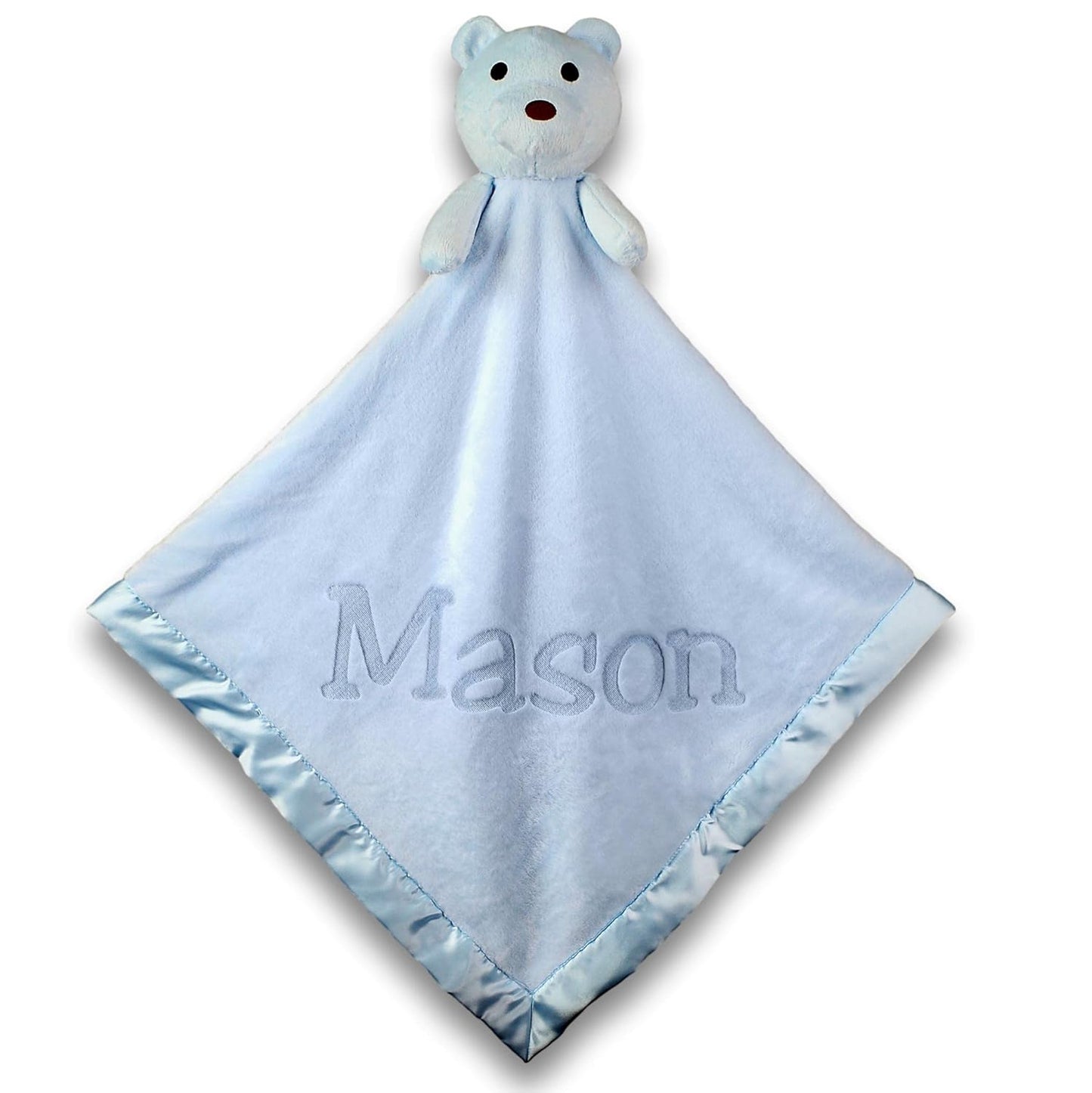 Custom Catch Personalized Teddy Bear Baby Blanket Gift for Boy - Blue