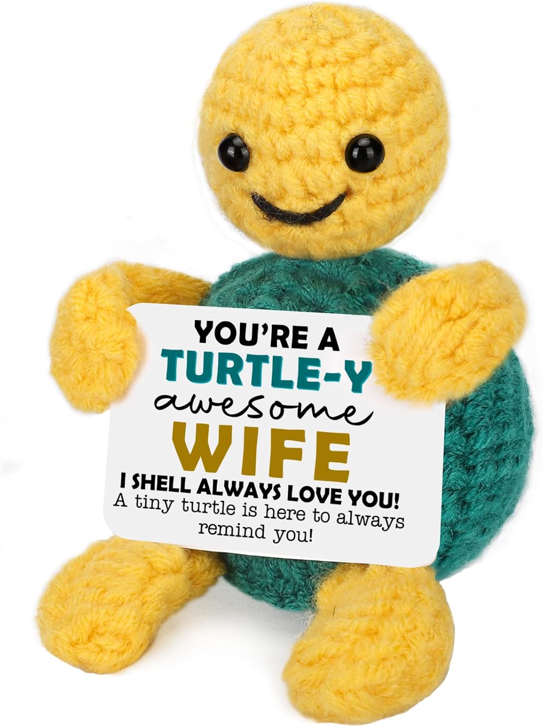 Mini Turtle Wife Gifts Mothers Day from Husband, Birthday I Love You Gifts for Wife Romantic Anniversary Cute Small Wifey Couple Gift for Women, Handmade Emotional Positive Crochet Turtle