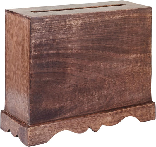 Wedding Card Box with Card Slit and Lock 12"X10"X4.5"- Gift Wishing Well Card Box for Weddings, Receptions, Birthdays, Graduations, Baby Showers, Honeymoon Funds KHND (Walnut)