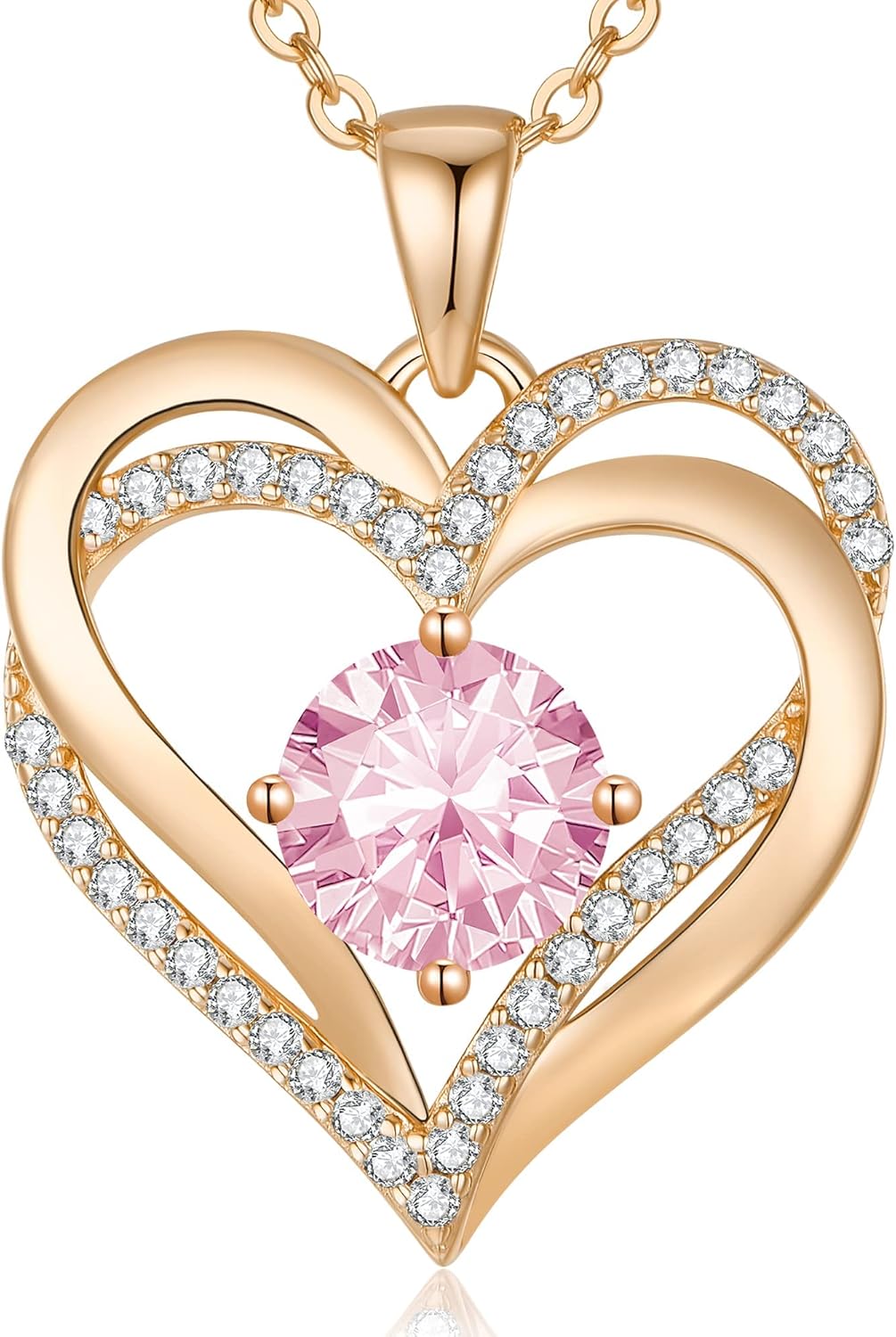 LOUISA SECRET Love Heart Birthstone Necklaces for Women, Birthday Gift for Women, Anniversary Jewelry for Wife Her, 925 Sterling Silver Pendant Necklace, Mother's Day Gift