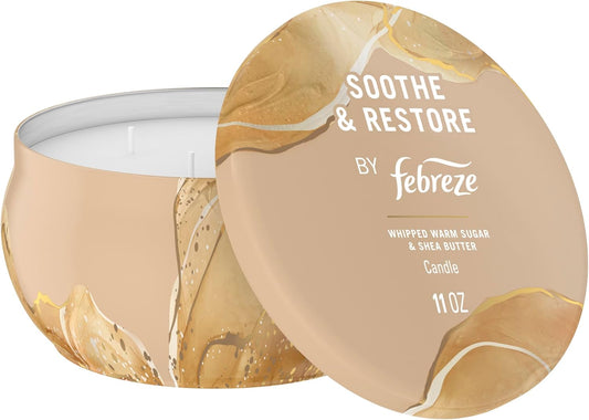 Febreze Scented Candle, Soothe & Restore Scent, 11 oz 4 Wick Candle, Single Pack