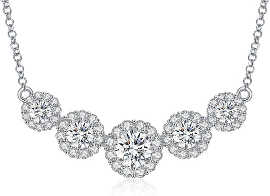 Smile Pendant Necklace for Women Moissanite Lab-Created Gem Jewelry for Women I Love You Wedding Anniversary Birthday Christmas Valentine Engagements Mothers Day for Wife Her Girlfriend Mom Daughter