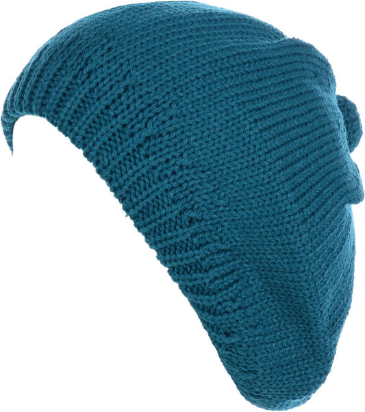 BYOS Womens Winter Cozy Cable Fleece Lined Knit Beret Beanie Hat (Set Available)