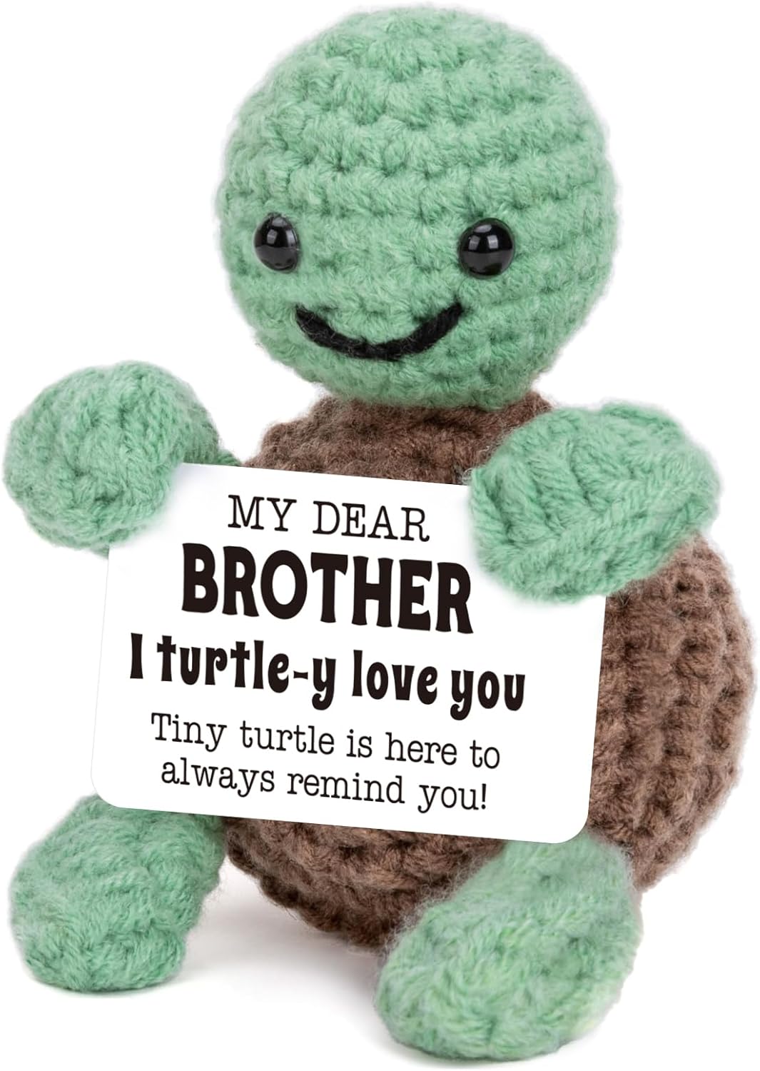 Mini Funny Turtle Brother Gifts from Sister Brother, Birthday Gifts for Men Boys Friends Presents, I Love You Small Cool Cute Stuff Things, Handmade Emotional Positive Crochet Turtle