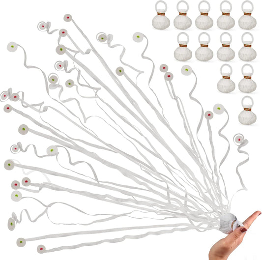 48Pack White Streamer Poppers,Hand Throw Streamer Poppers,No Mess Confetti Poppers for Birthday,Wedding,Party,Celebrations,School Opening,Graduation,Retirement Party (white 48pack)