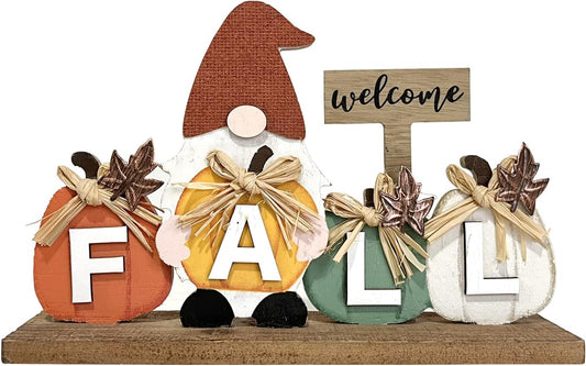 Fall Decorations for Home Thanksgiving Decor Wooden Gnome Sign Farmhouse Welcome Fall Sign Vintage Autumn Harvest Signs Indoor