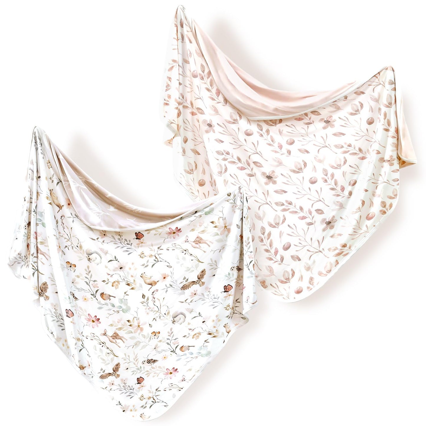 GRSSDER Baby Swaddle Blankets 2 Pack, Super Soft Jersey Knit Baby Quilt Blankets for Baby Girls, Double Layer Receiving Blankets 34 x 44 Inches Extra Large for Swaddling, Pink Flowers Season