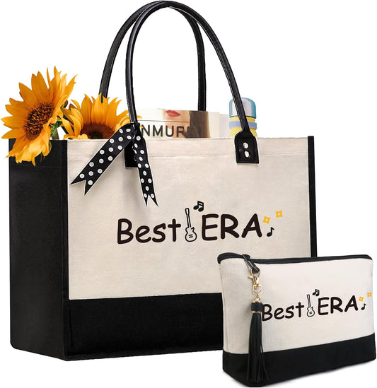 BeeGreen Music Era Lover Gifts for Women, Top-Leather Handle Handbags Canvas Tote Bag for Women Song Lovers Mom Grandma Teachers, Christmas Birthday Thank You Appreciation Gift