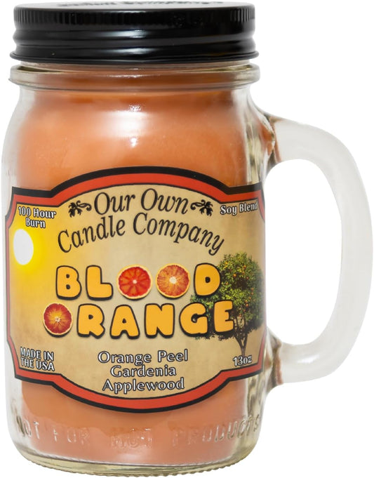 Our Own Candle Company Blood Orange Scented Mason Jar Candle, 100 Hour Burn Time - 13 Ounces