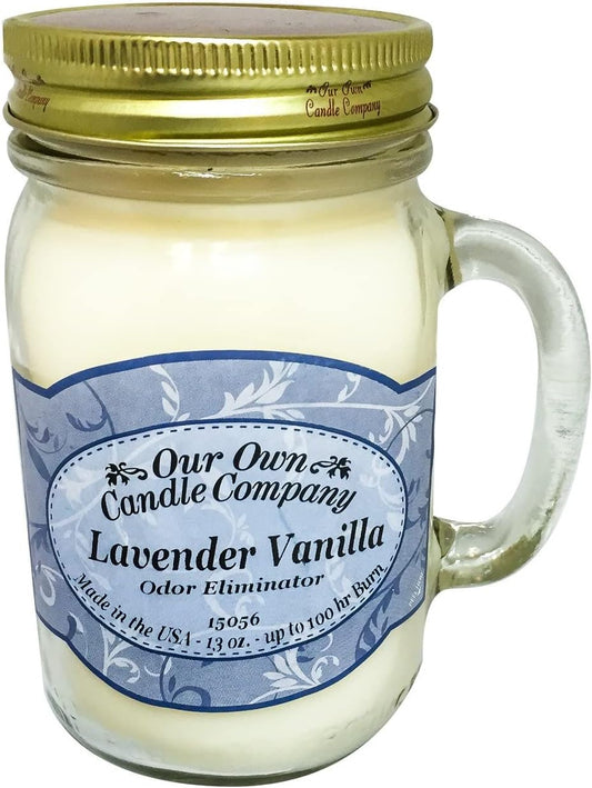 Our Own Candle Company, Lavender Vanilla Scented Mason Jar Candle, 100 Hour Burn Time, 13 Ounces