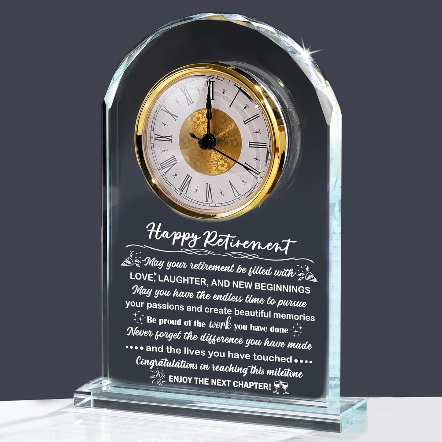 Glass Retirement Clock Gifts for Women Men, Happy Retirement Plaque Gift for Colleagues Boss Friends, Farewell Goodbye Gift Idea for Her Going Away, Retired Keepsakes for Teacher Doctor
