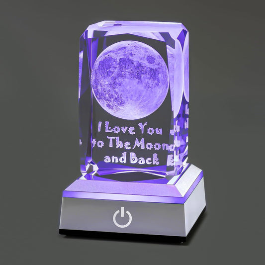 hochance 3D Moon Crystal Night Lamp with Adjustable LED Multicolor Lights for Girlfriend, Wife - Valentine's Day, Anniversary,Birthday Presents, Christmas Gifts for Her
