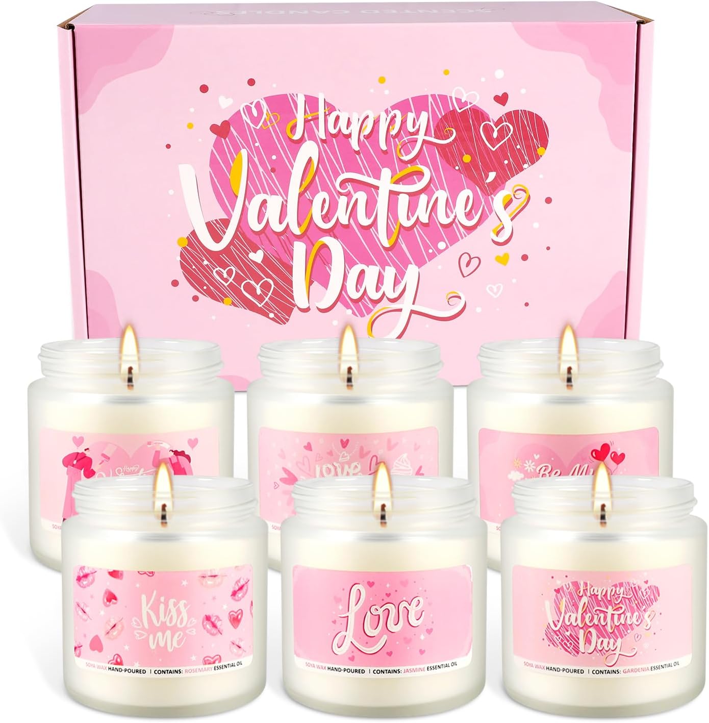 Candle Gifts,6pack Valentine's Scented Candle-Long Lasting Burning-Aromatherapy Candle for Men Husband Boyfriend,Romantic Gifts for Women, Girlfriend Wife,Mother,Home Decor,Anniversary