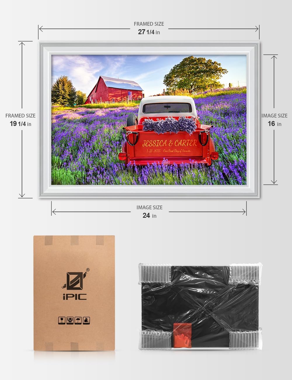 IPIC - Timeless Love Through the Seasons, Spring, Personalized Framed Wall Art with Names, Romantic Gift for the Partner, Custom Artwork with Solid Wood Frame for Couples' Bedroom or Living Room