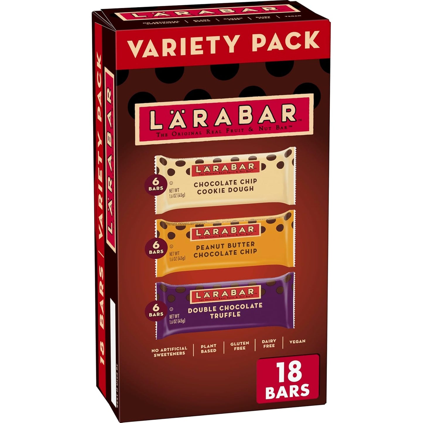 Larabar Chocolate Variety Pack, Fruit and Nut Bars, Gluten Free and Vegan, 28.8 oz, 18 Ct