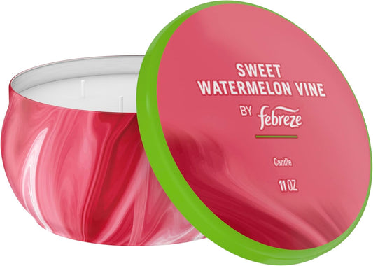Febreze Scented Candle, Sweet Watermelon Vine Scent, 11 oz 4 Wick Candle, Single Pack
