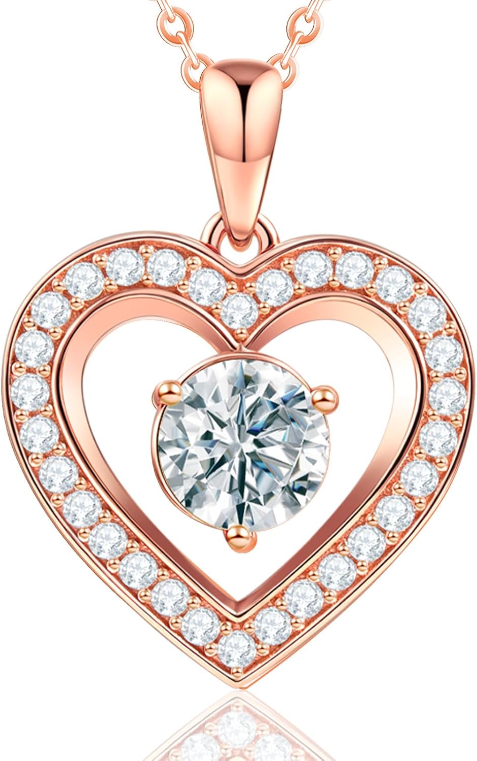 Full Moissanite Heart Necklace - No CZ! 2ct Vibrant Birthstone & 30 White Gems | 12 Month Gifts for Wife, Mom, Her | Anniversary, Valentine's Day, Mother's Day Jewelry