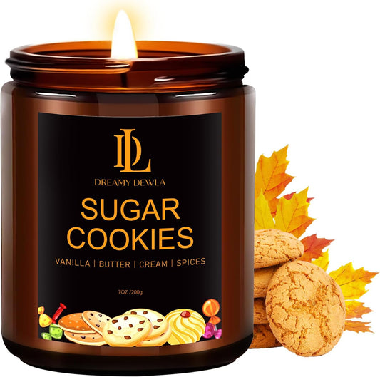 Fall Candle | Sugar Cookies Scented Candle - Autumn Home Decor, 7oz Autumn Soy Candles with 50hr Burn Time, Holiday Thanksgiving Fall Gifts for Women Men
