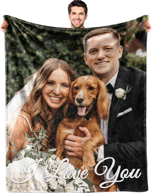 Mothers Day Blanket Gifts for Mom,Custom Blanket with Picture Text Personalized Photo Throw Blanket Customized New Moms Gift from Daughter Son Husband, Birthday Gift for Wife Grandma Grandmother Women