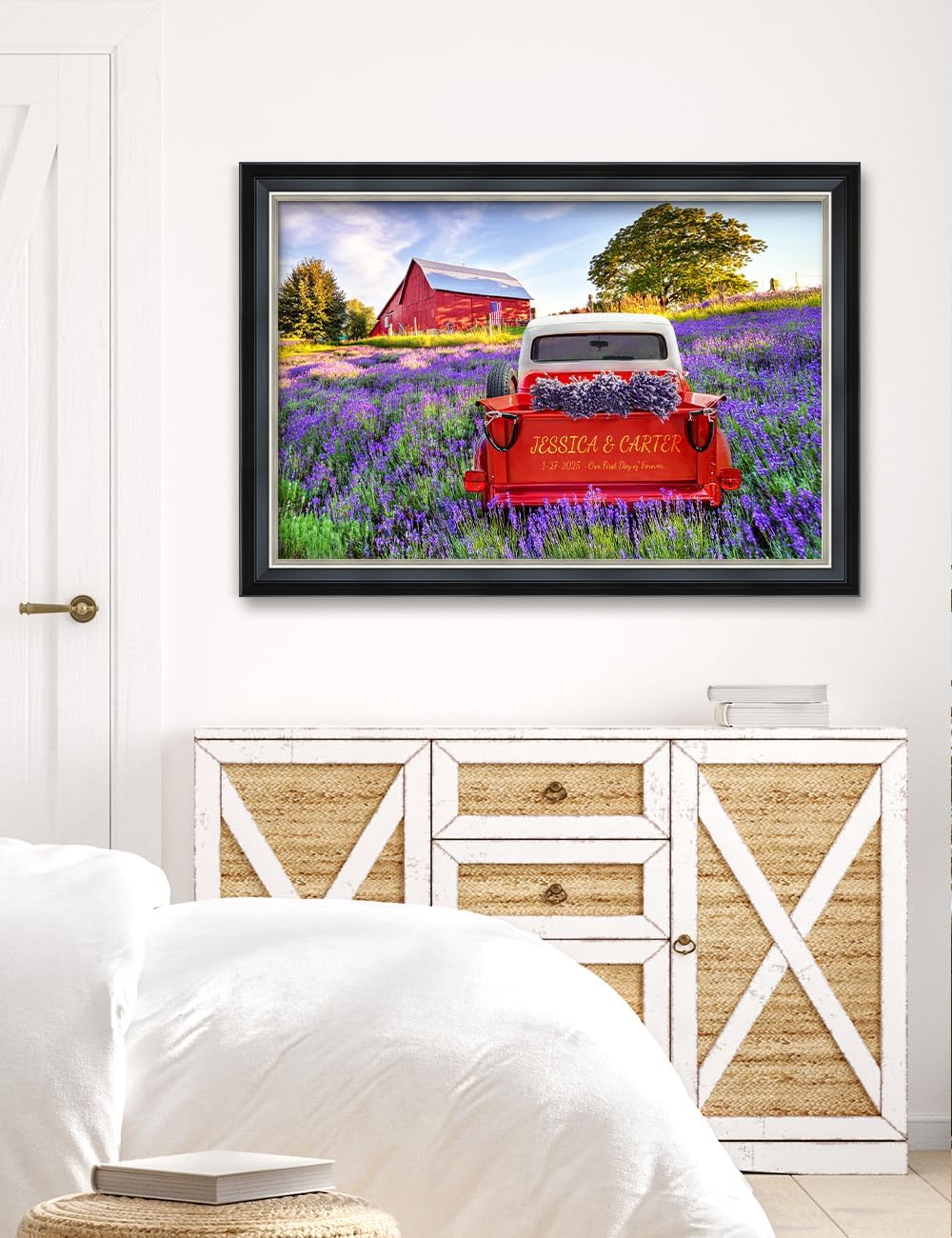 IPIC - Timeless Love Through the Seasons, Spring, Personalized Framed Wall Art with Names, Romantic Gift for the Partner, Custom Artwork with Solid Wood Frame for Couples' Bedroom or Living Room