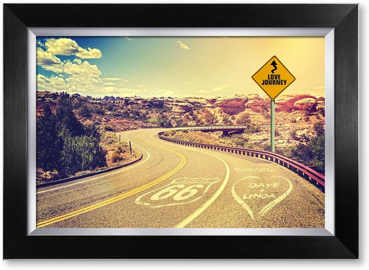 IPIC - Love Journey Personalized Framed Artwork for Romantic Anniversary and Wedding gifts; Picture size: 18x12, Framed Size: 21x15