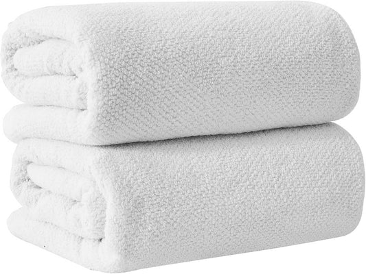 Great Bay Home White Bath Sheets - 100% Cotton Oversized 2 Pack 68x35 Extra Large Towel Set - Absorbent, Quick-Drying, Durable Oversized Bath Towel for Bathroom Décor