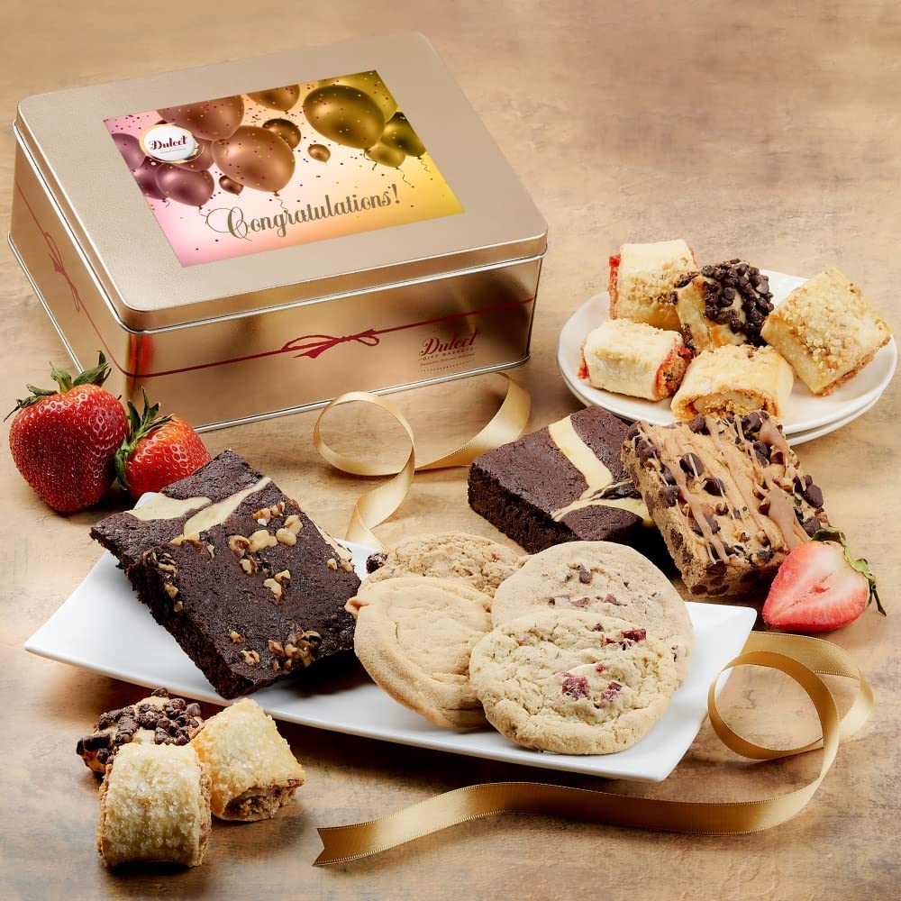 Congratulations Gift Baskets, Gourmet Food Gifts, Cookies Gift Baskets for Women, Mom, Dad, Friend, Son, Daughter, Sister, Co-worker by Dulcet Gift Baskets
