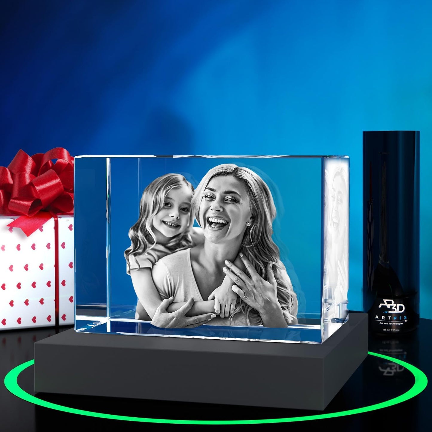 ArtPix 3D Premium Crystal Photo, Personalized Gifts for Women, Wife, Her, Him, Men, Husband, Grandma, Great Customized Gift With Your Own Photo, Custom Glass 3D Laser Etched Picture Wedding