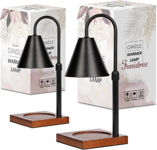 Modern Candle Warmer Lamp 2 Pack, Dimmable Candle Lamp Warmer with Timer, Christmas Gifts for Women Who Have Everything,Gifts for Mom,Adjustable Men's Candle Lamp, Cozy Living Room Bedroom Decor,Black