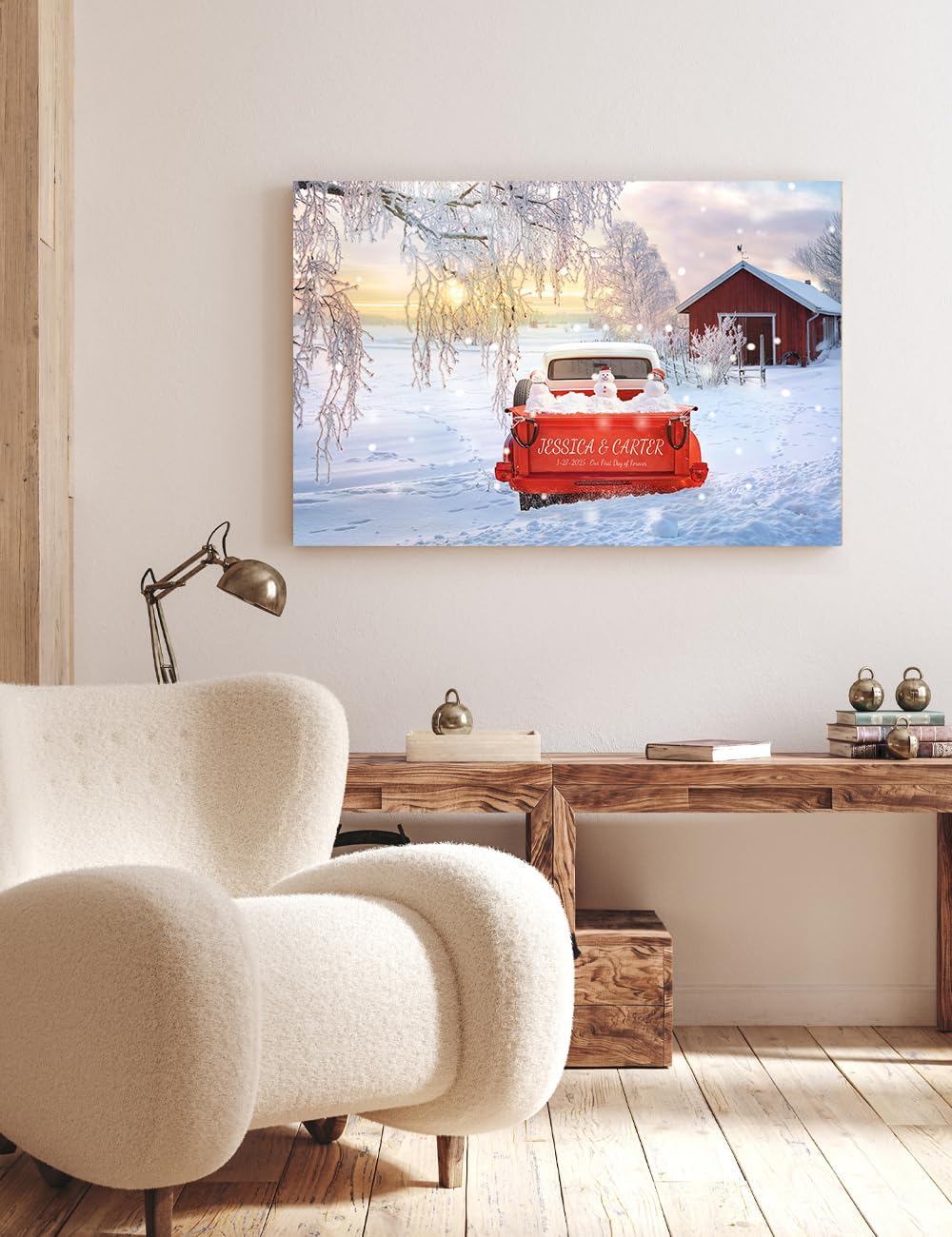 IPIC - Timeless Love Through the Seasons, Winter, Personalized Canvas Wall Art with Names, Custom Gift for Couples, Romantic Anniversary or Wedding Present for Bedroom or Living Room Decor