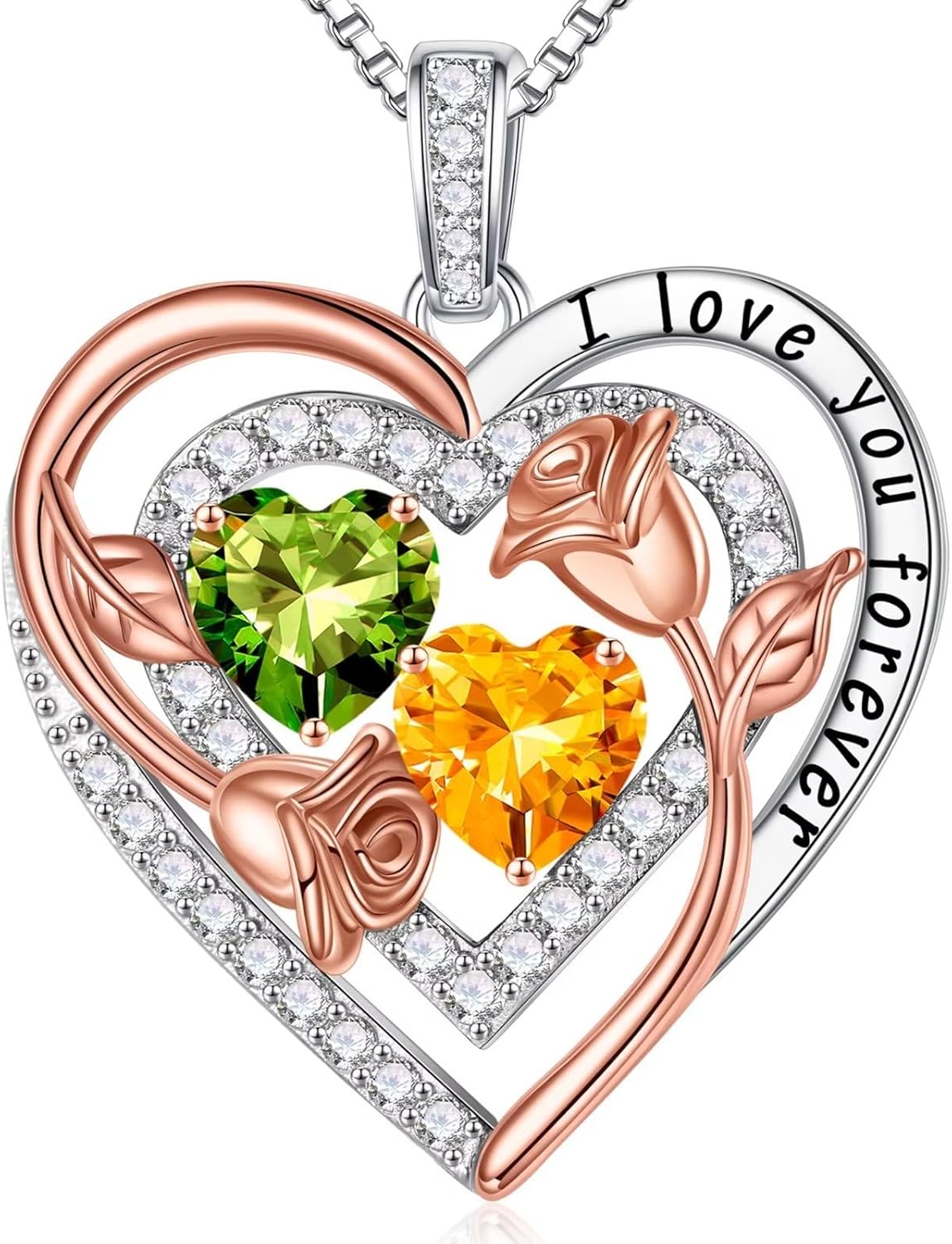 Iefil Birthstone Necklace for Women - Sterling Silver Birthstone Necklace Anniversary Birthday Gifts for Her Wife Mom Daughter