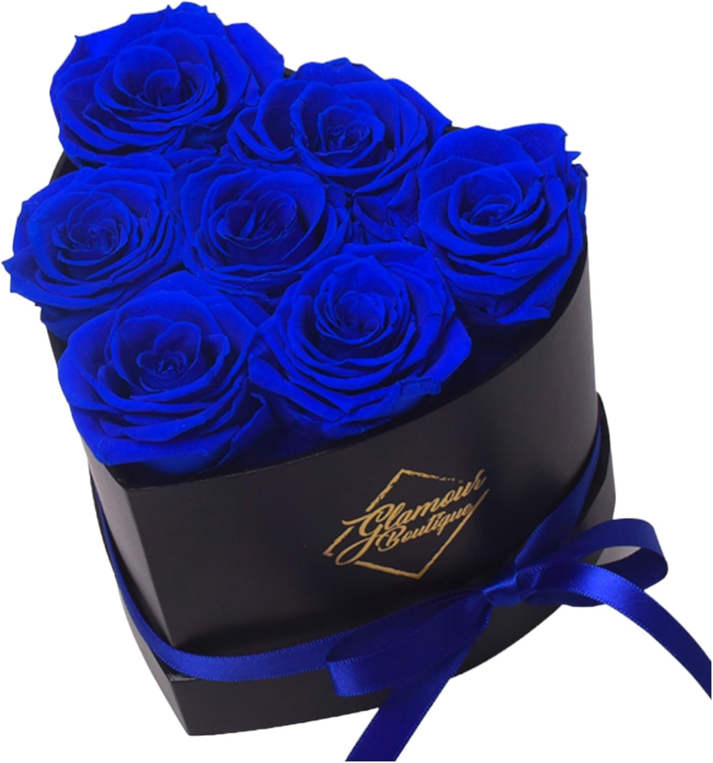 7 Flower Forever Heart Shape Box - Preserved Roses Gift for Her, Preserved Flowers, Blue