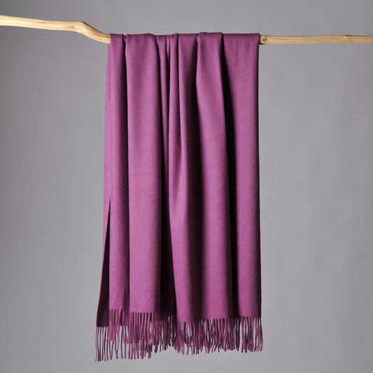 CUDDLE DREAMS Premium Cashmere Throw Blanket with Fringe, Luxuriously Soft (Plum)