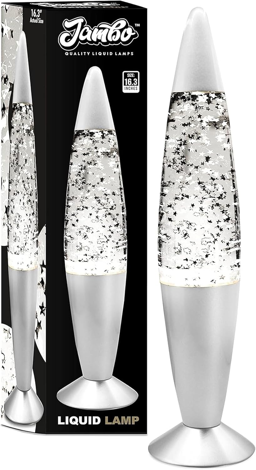 Jambo 16-Inch Silver Star Glitter Lamp I Beautiful Liquid Lamp I Entertaining for Adults and Kids I Perfect Holiday Gift