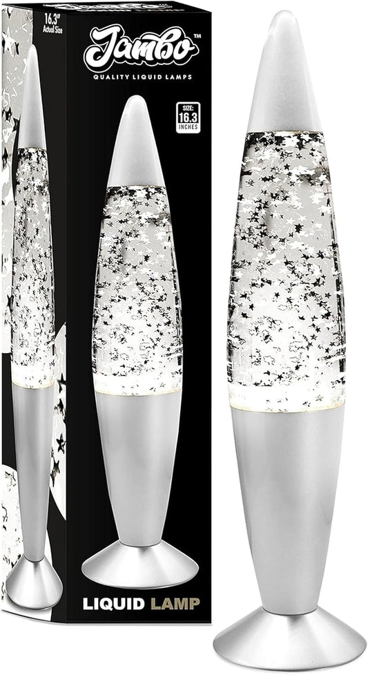Jambo 16-Inch Silver Star Glitter Lamp I Beautiful Liquid Lamp I Entertaining for Adults and Kids I Perfect Holiday Gift