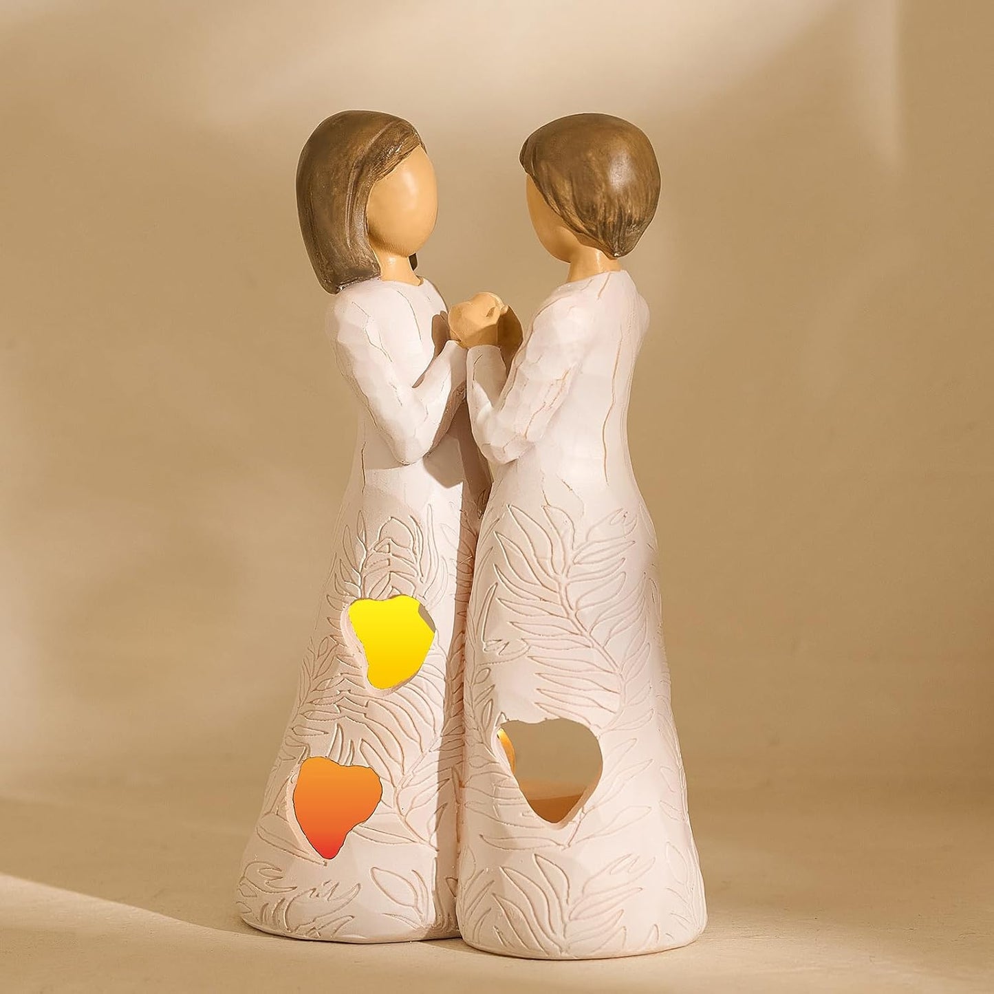 NAN ZAI NAN FANG Sisters Gifts from Sister Unique Candle Holders Statue with Flickering LED Light Special Birthday Friendship Gifts for Women Bestie BFF Resin Sisters Candle Holder Figurine Sculpted