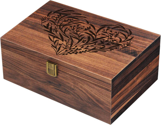 EXISTING Memory Box for Keepsakes, Floral Heart Laser Cut Wood Keepsake Memory Box, Large Wooden Storage Box with Hinged Lid, Keepsake Boxes Gift for Wedding, Valentines Day Anniversary Baby Shower