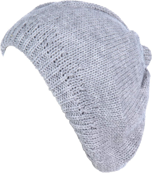 BYOS Womens Winter Cozy Cable Fleece Lined Knit Beret Beanie Hat (Set Available)